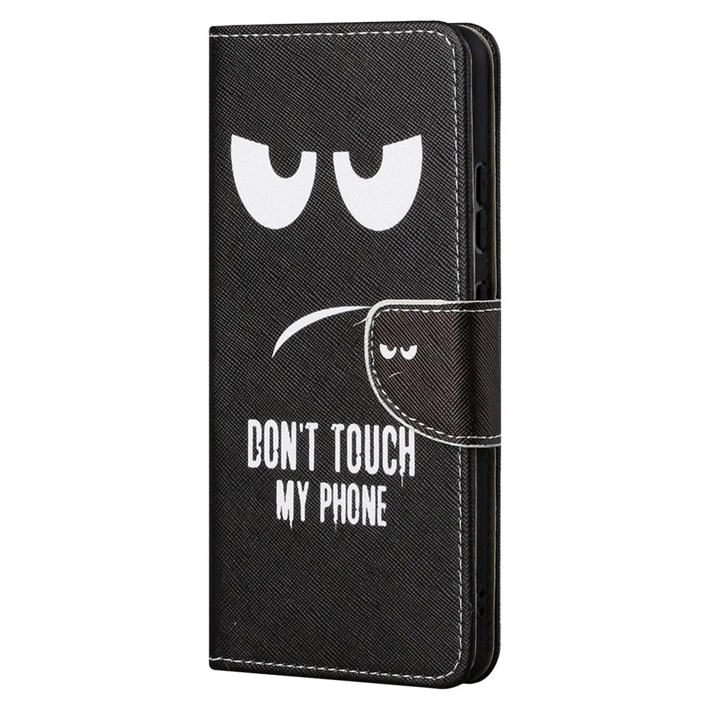 Cross Texture Pattern Printing Protective Leather Phone Cover with Wallet Stand for Samsung Galaxy A33 5G - Don't Touch My Phone - 2