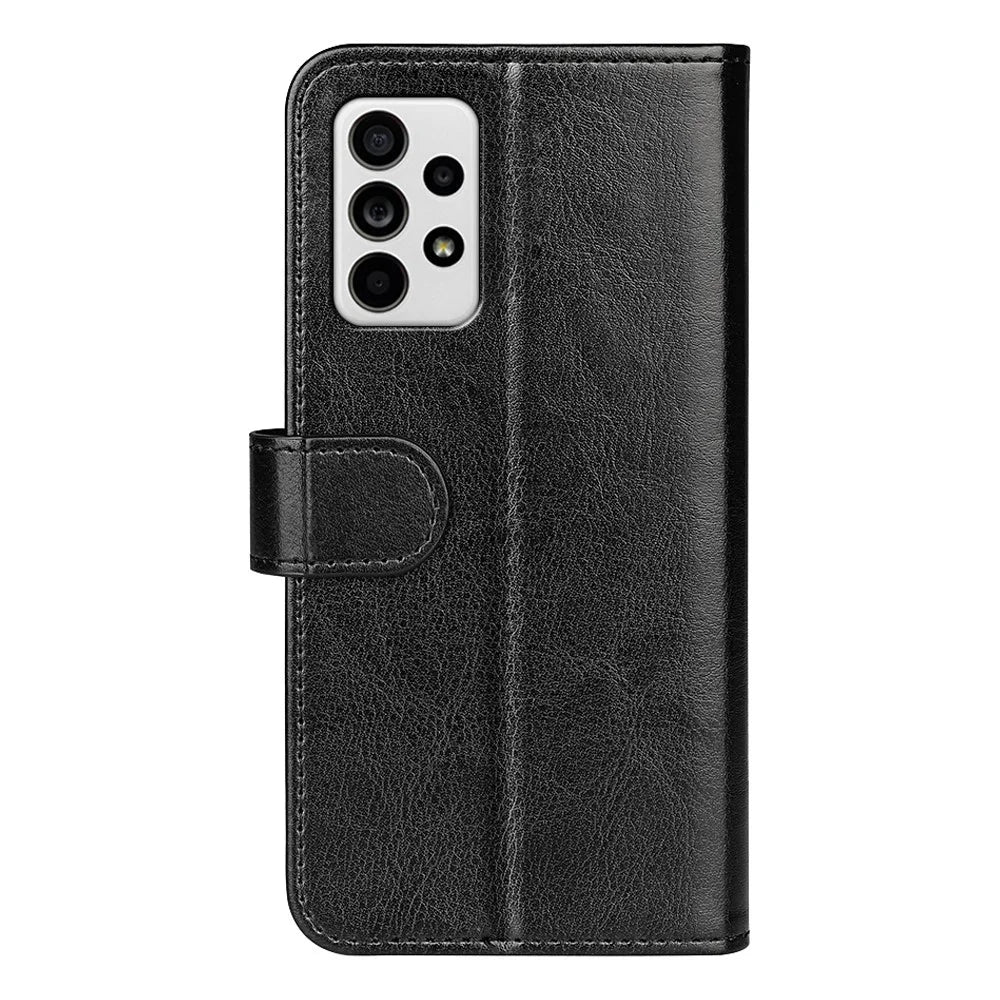 Crazy Horse Texture Folio Flip Shockproof Leather Phone Wallet Cover Stand Case for Samsung Galaxy A33 5G - Black - 3