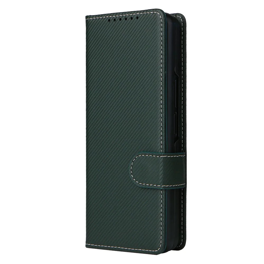 Stand Wallet PU Leather Cover Pen Slot Design Detachable Leather Coated PC Phone Case for Samsung Galaxy Z Fold3 5G - Green - 2