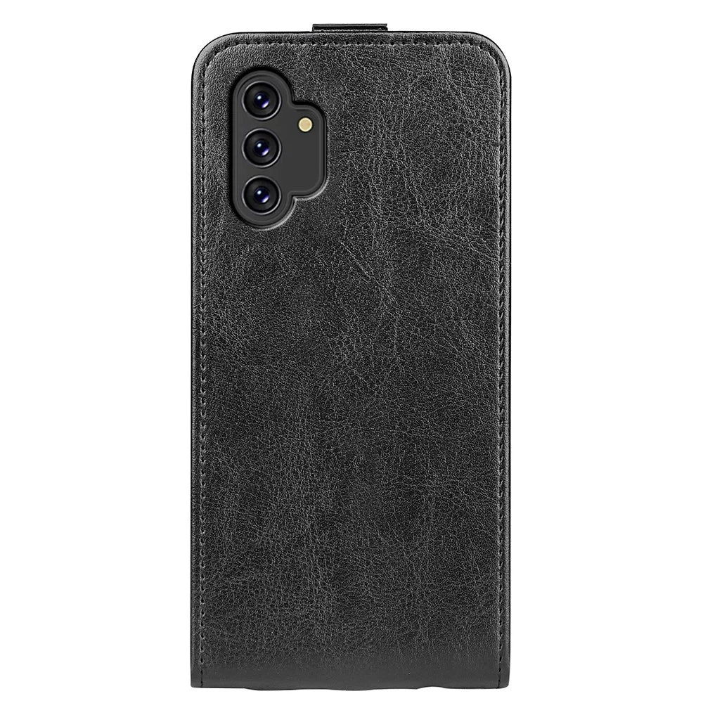 For Samsung Galaxy A13 4G Crazy Horse Texture Vertical Flip Leather Cover Card Slot Phone Shell Protector - Black - 3