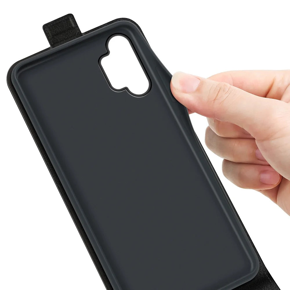 For Samsung Galaxy A13 4G Crazy Horse Texture Vertical Flip Leather Cover Card Slot Phone Shell Protector - Black - 4