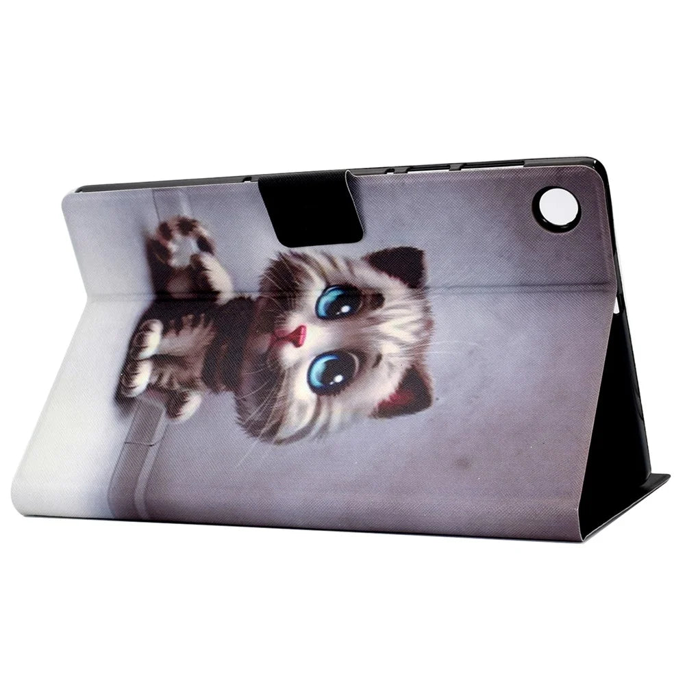 For Samsung Galaxy Tab A8 (2021) SM-X200 / SM-X205 Pattern Printing PU Leather Stand Magnetic Closure Tablet Protector Case with Card Slots - Cute Cat - 5
