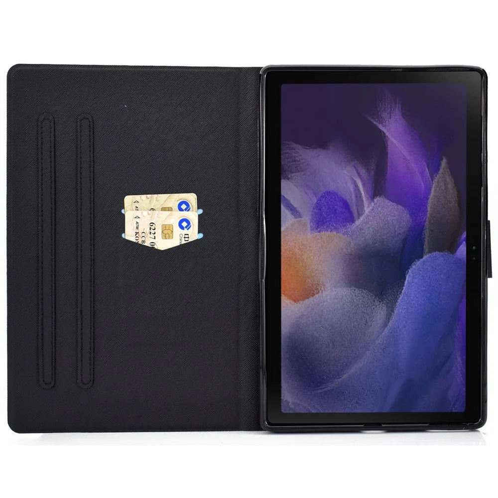 For Samsung Galaxy Tab A8 (2021) SM-X200 / SM-X205 Pattern Printing PU Leather Stand Magnetic Closure Tablet Protector Case with Card Slots - Cute Cat - 6