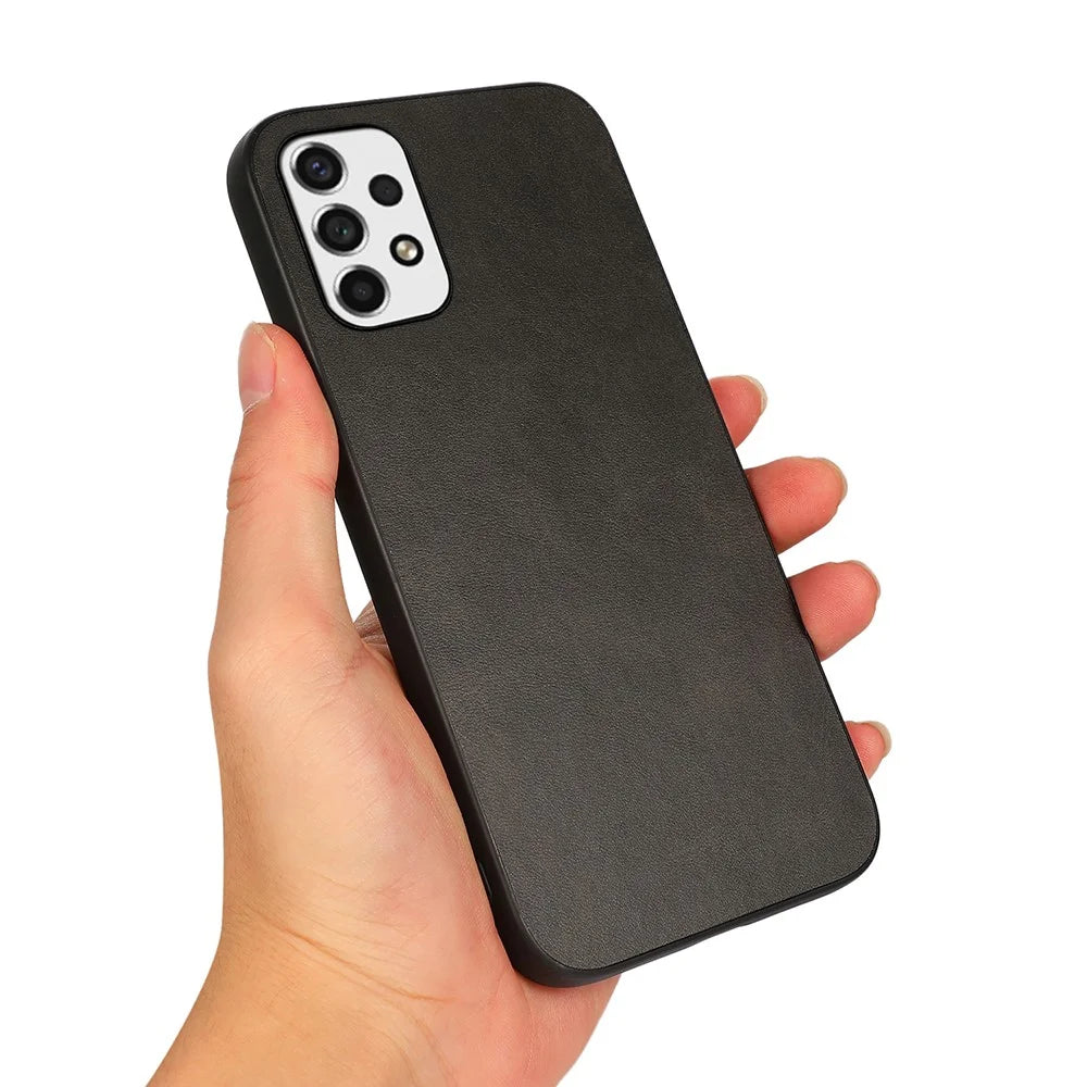 Light Slim Textured PU Leather Coated PC + TPU Phone Protective Case Cover for Samsung Galaxy A53 5G - Black - 3