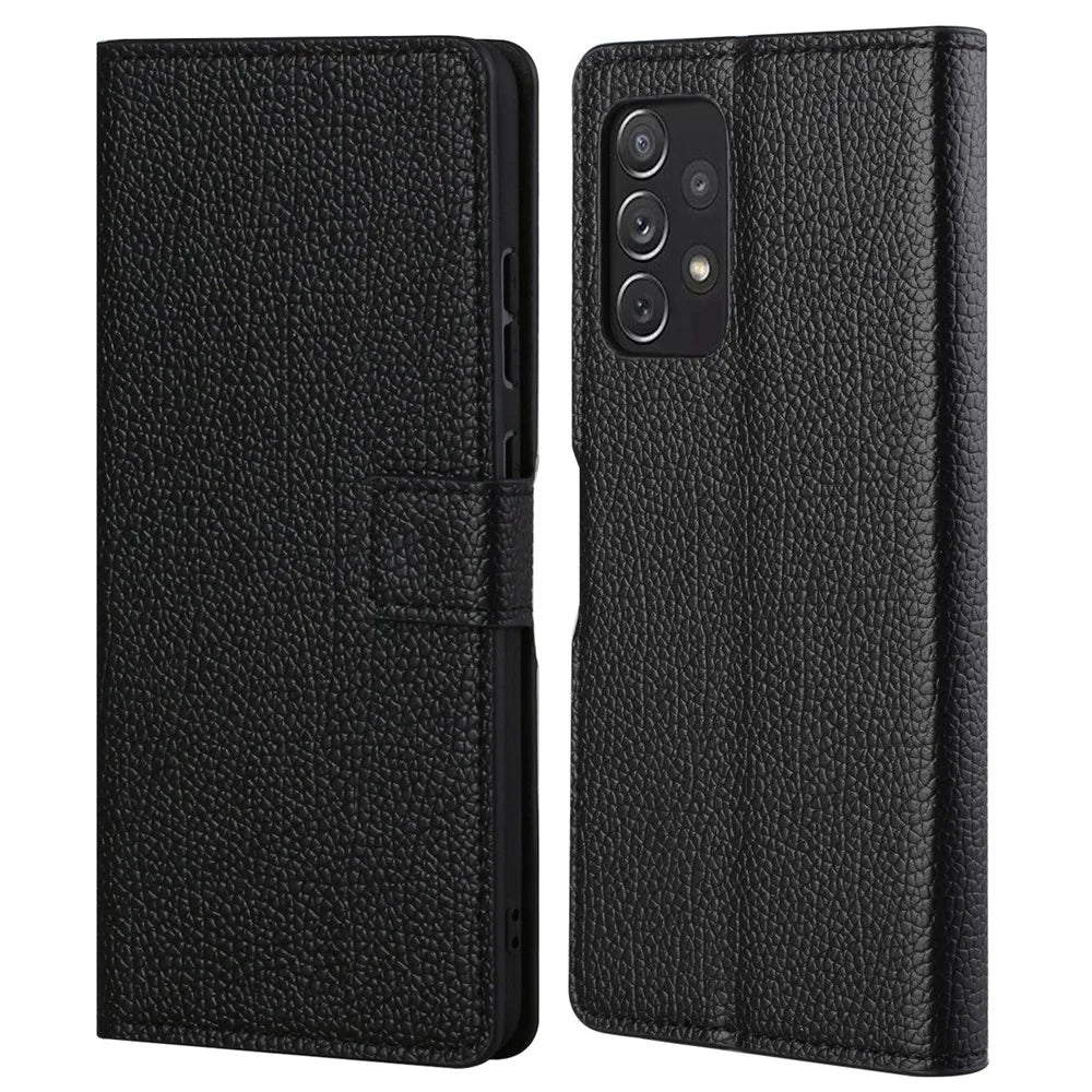 Litchi Texture Leather Wallet Stand Case Magnetic Clasp Cell Phone Protector Shell for Samsung Galaxy A73 5G - 1
