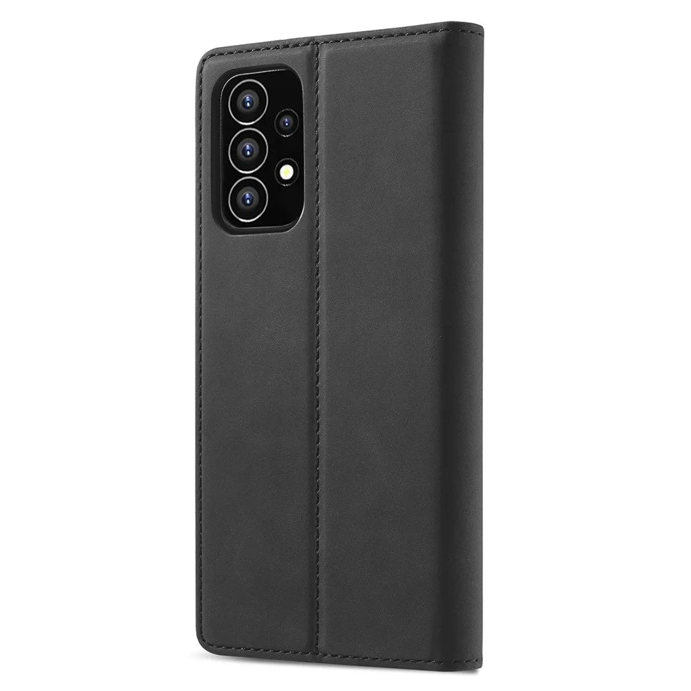 LC.IMEEKE Strong Magnetic Auto Closing PU Leather + TPU Stand Wallet Phone Case Phone Shell for Samsung Galaxy A53 5G - Black - 3