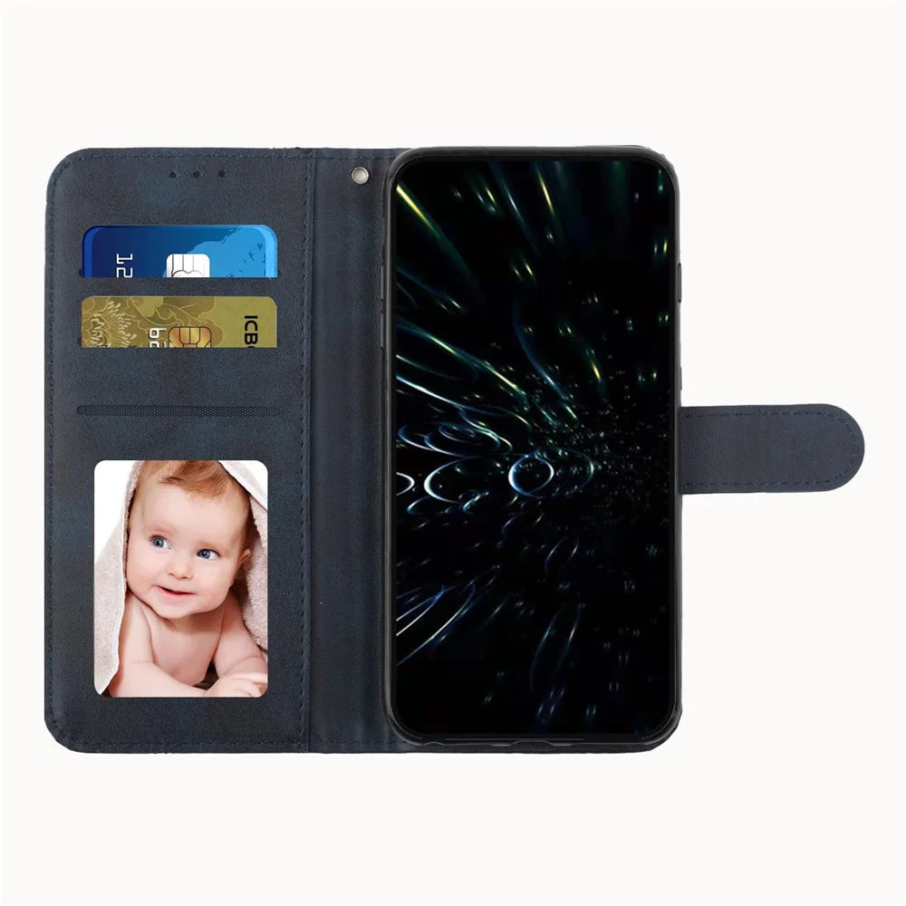 Stitching PU Leather Stand Wallet Phone Case Dual-sided Magnetic Clasp Cover for Samsung Galaxy A53 5G - Sapphire - 4
