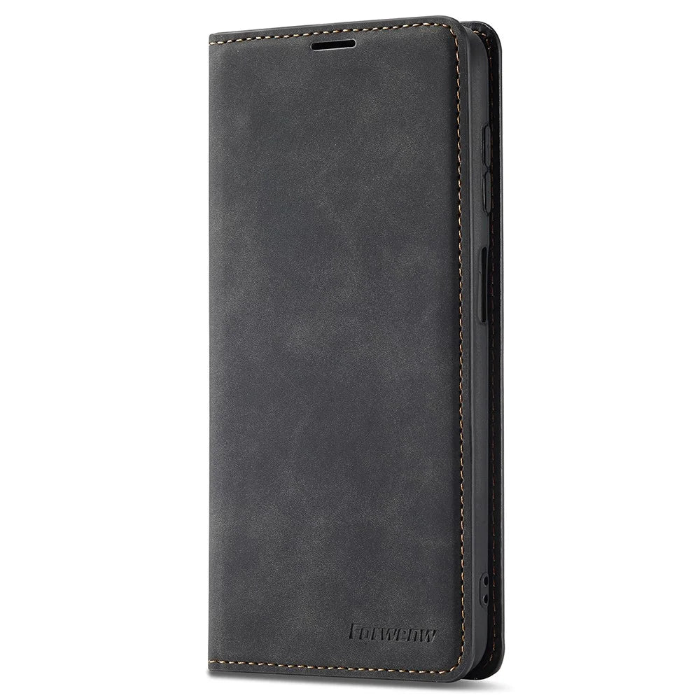 FORWENW Fantasy Series Skin-touch PU Leather Wallet Stand Phone Case Auto Closing Magnetic Cover for Samsung Galaxy A13 5G / A04s 4G (164.7mm) - Black - 2