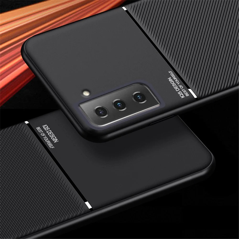 Built-in Metal Sheet Drop-resistant Cover Imprinting PU Leather + TPU Phone Case for Samsung Galaxy S21 5G - Blue - 4