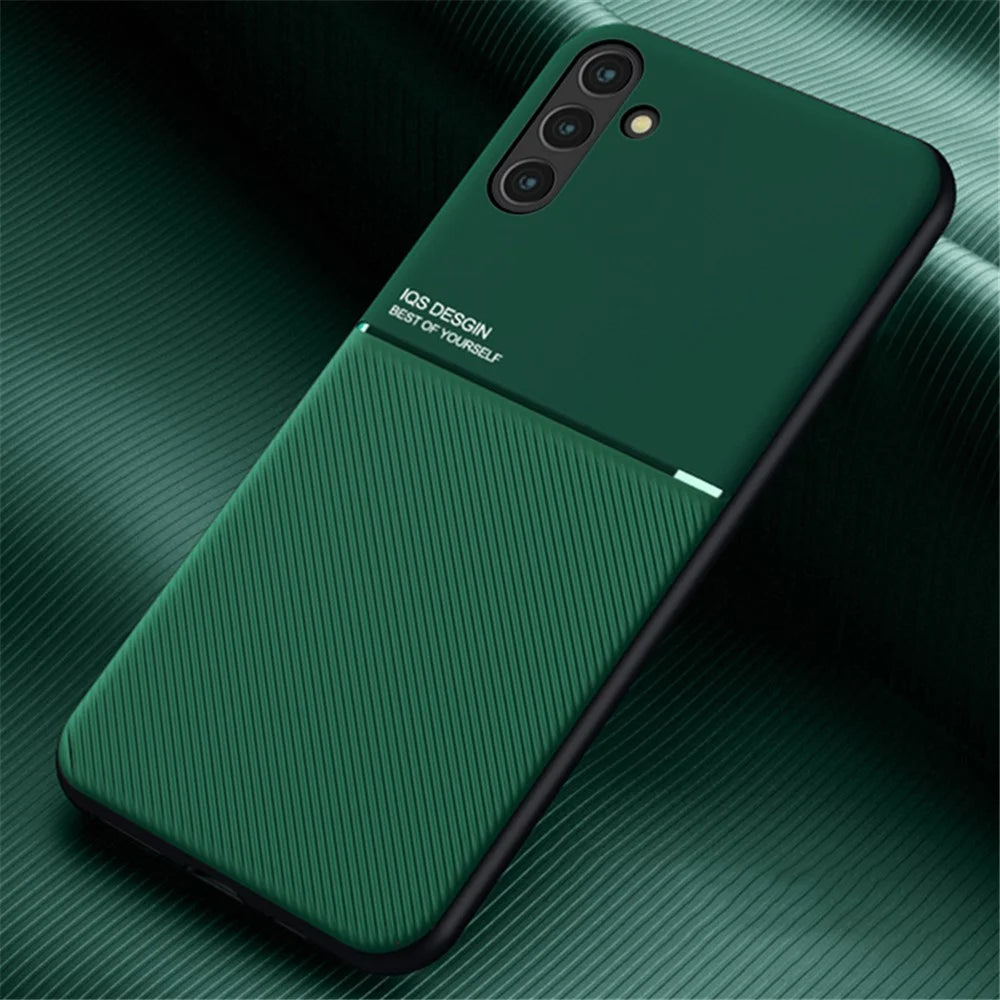 For Samsung Galaxy A13 5G Phone Case TPU and PU Leather Shockproof Phone Cover with Built-in Magnetic Metal Sheet - Green - 2