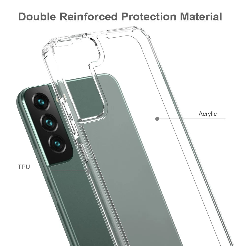 Acrylic Back Panel + Soft TPU Edges Protective Clear Phone Case for Samsung Galaxy S22+ 5G - 2