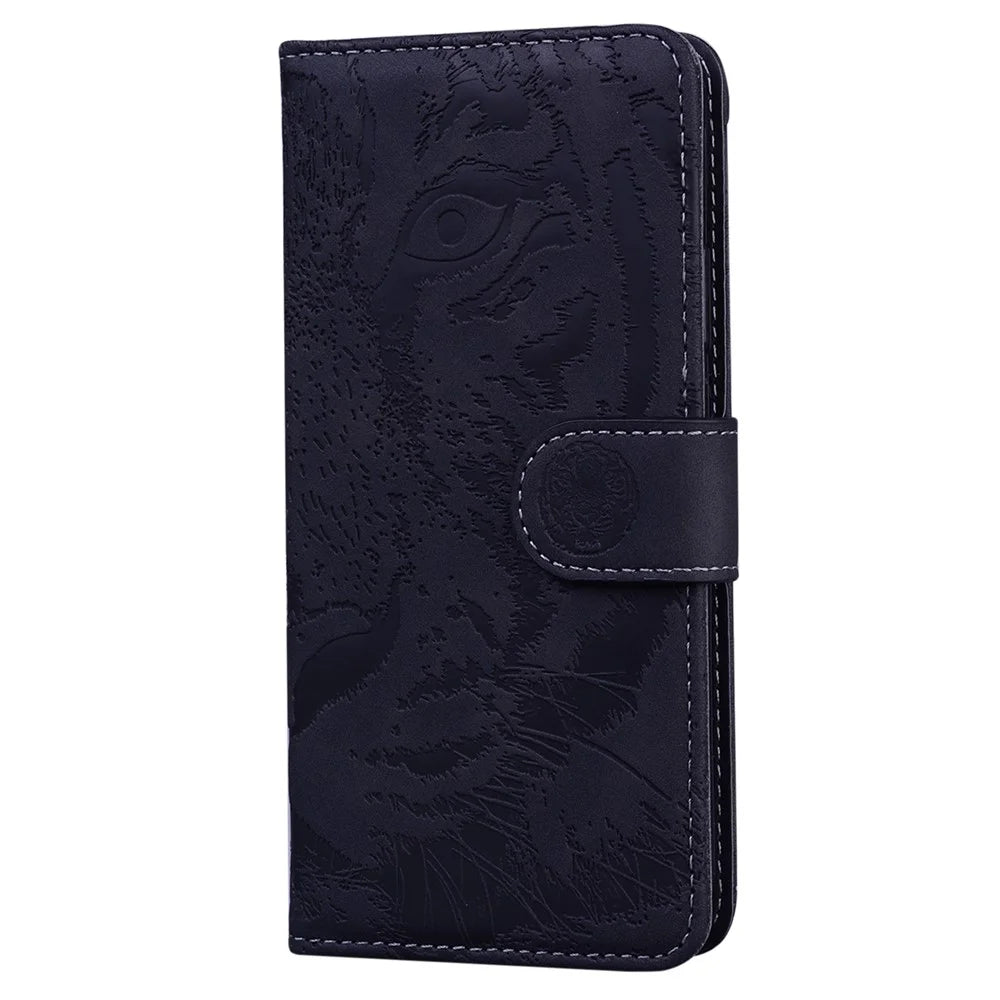 For Samsung Galaxy A53 5G Flip Leather Case Protective Phone Cover Imprinting Tiger Pattern Supporting Stand Wallet - Black - 3