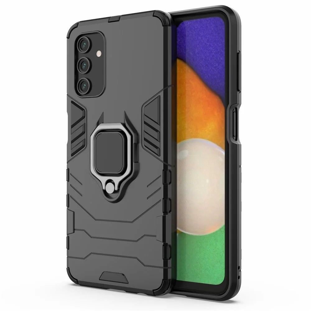 Shockproof Protection 2-in-1 Hybrid Hard PC Soft Flexible TPU Back Case with Ring Kickstand for Samsung Galaxy A13 4G/5G - Black - 2