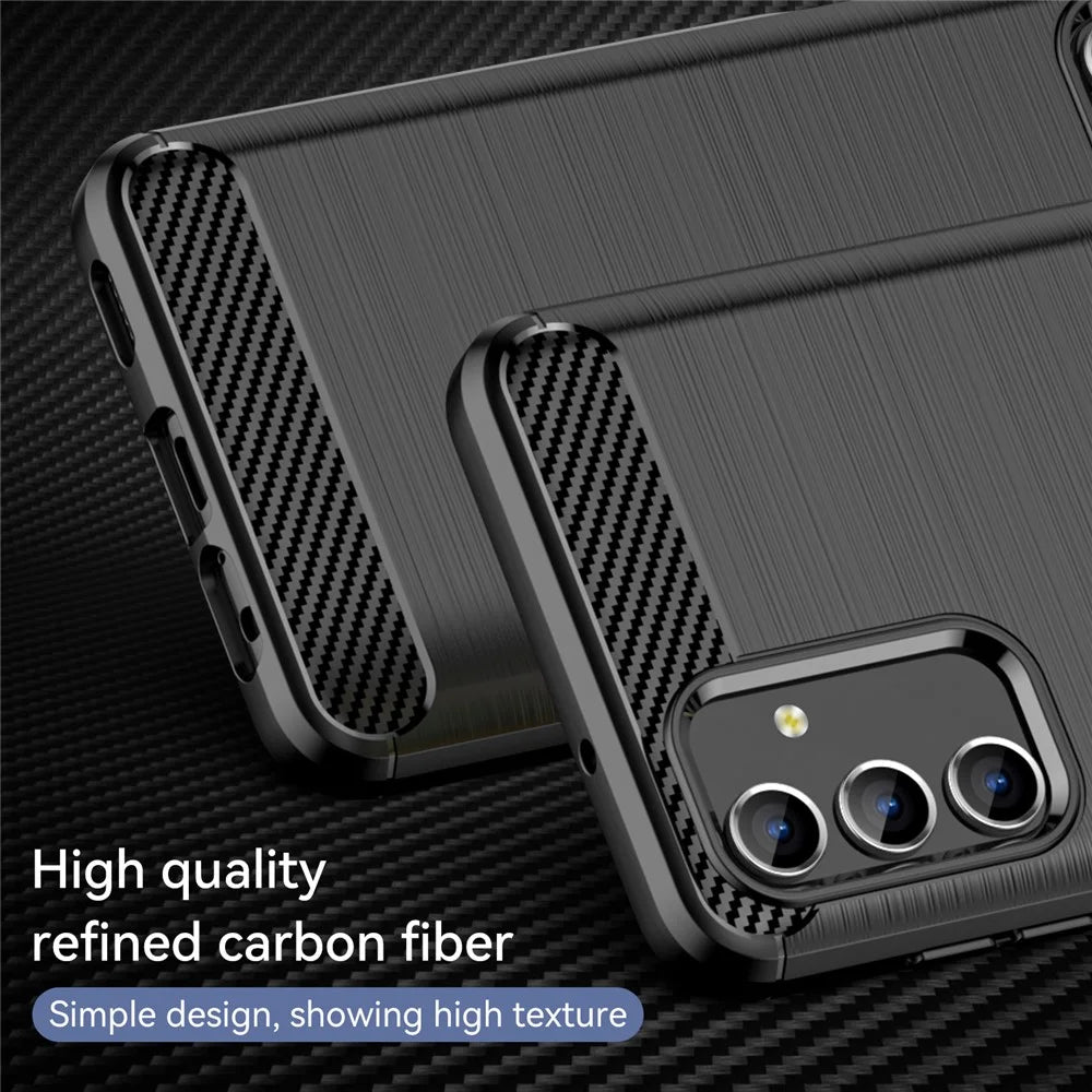 For Samsung Galaxy A13 4G / 5G / A04s 4G (164.7mm) Carbon Fiber Texture TPU Case Brushed Surface Phone Protective Cover - Black - 2