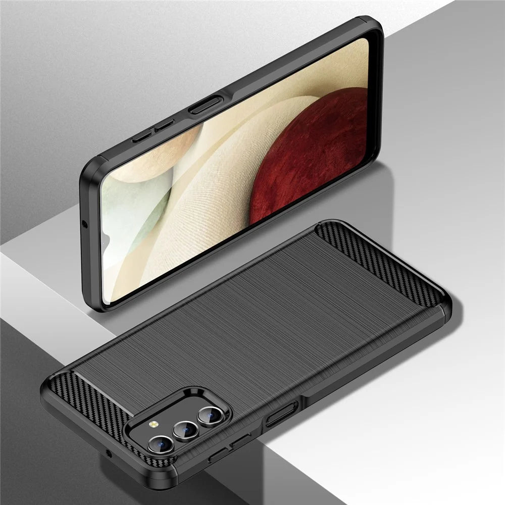 For Samsung Galaxy A13 4G / 5G / A04s 4G (164.7mm) Carbon Fiber Texture TPU Case Brushed Surface Phone Protective Cover - Black - 6