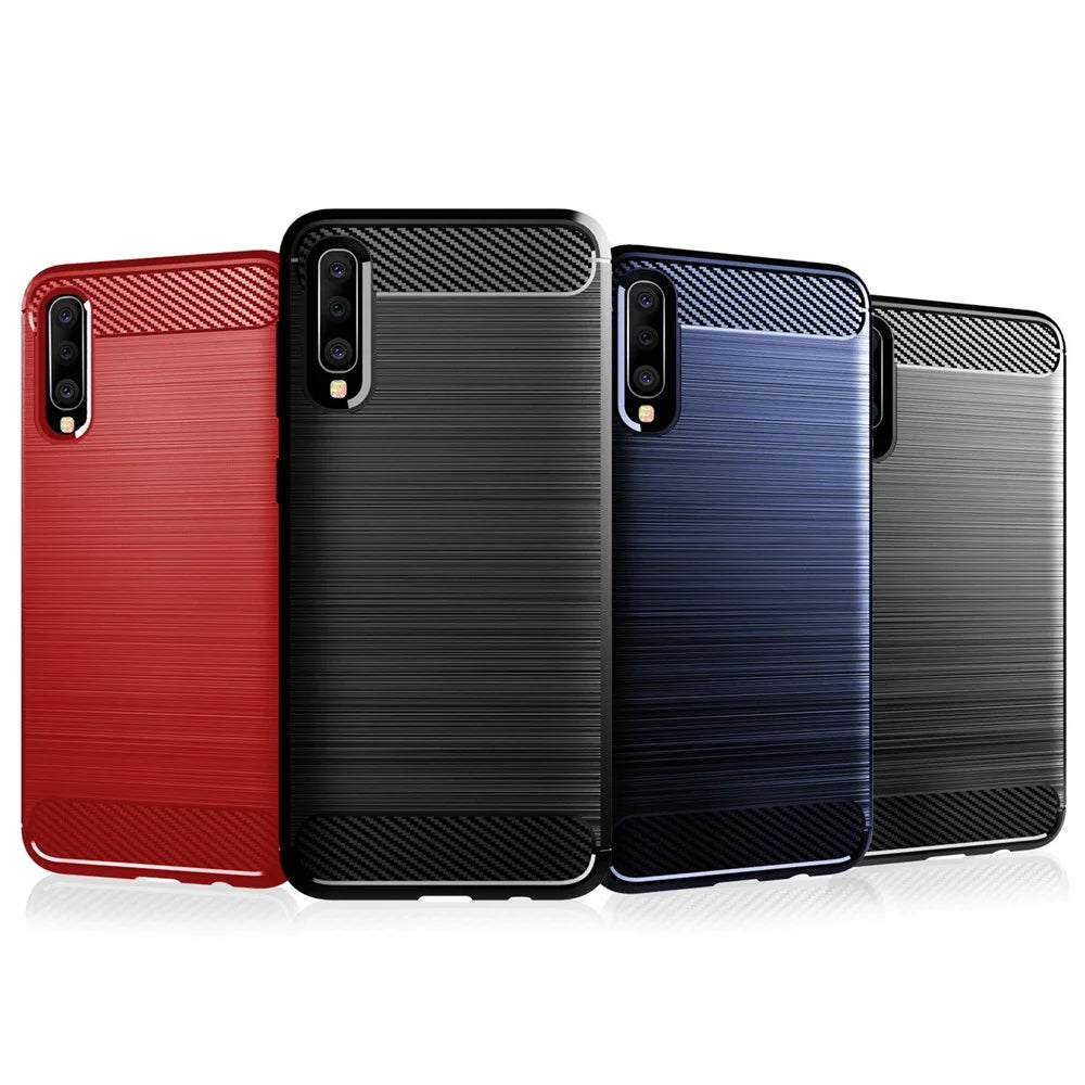1.8mm Heat Dissipation TPU Case Super Slim Carbon Fiber Texture Scratch-Proof Brushed Surface Phone Cover for Samsung Galaxy A50/A50s/A30s - Black - 7