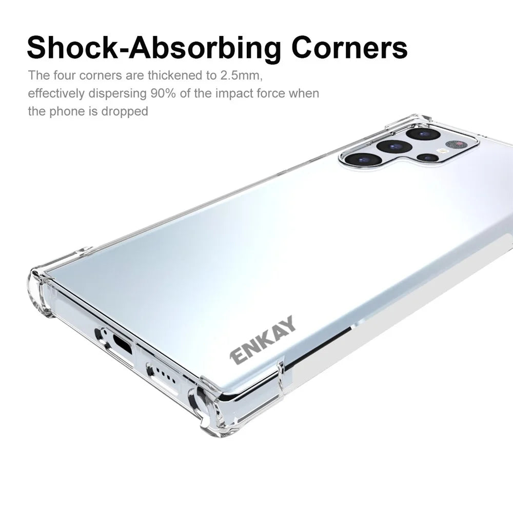 ENKAY HAT PRINCE Shock-absorbing Corners Transparent TPU Phone Case with Anti-slip Side Edge for Samsung Galaxy S22 Ultra 5G - 2