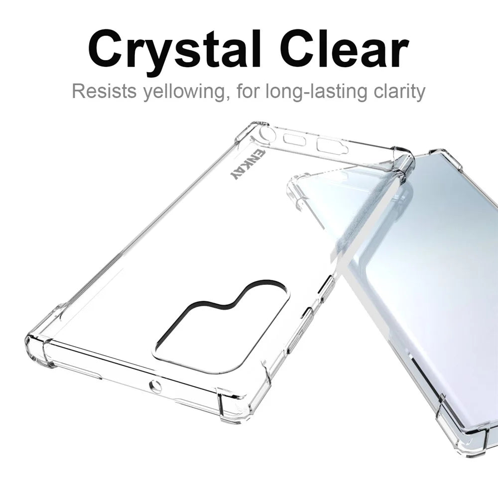 ENKAY HAT PRINCE Shock-absorbing Corners Transparent TPU Phone Case with Anti-slip Side Edge for Samsung Galaxy S22 Ultra 5G - 5