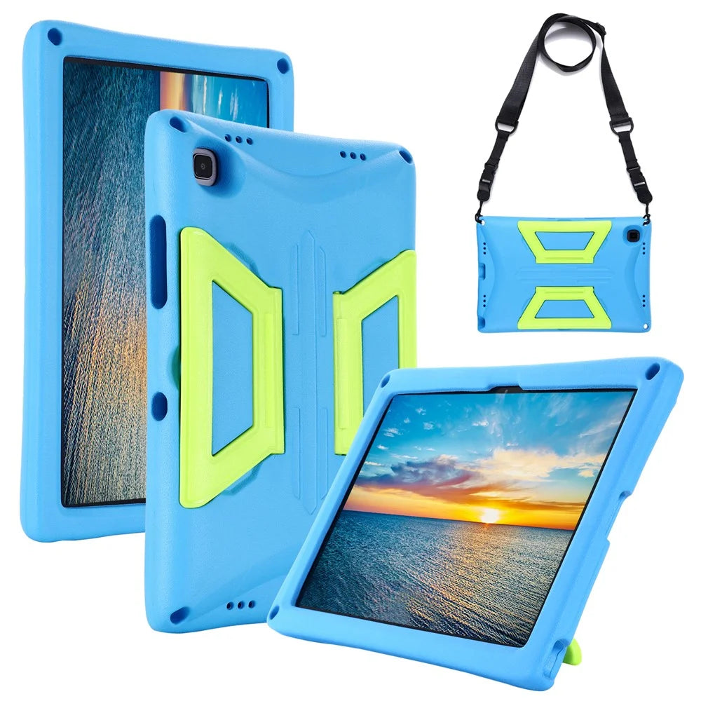 Hard EVA + PC Kickstand Cover with Shoulder Strap for Samsung Galaxy Tab A7 10.4 (2022) / (2020) - Blue / Green - 1