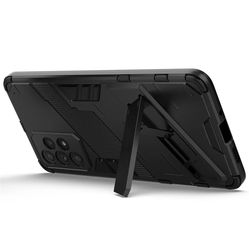 Hands-free Kickstand Design Anti-fall Protection TPU + PC Hybrid Phone Case Shell for Samsung Galaxy A73 5G - Black - 3