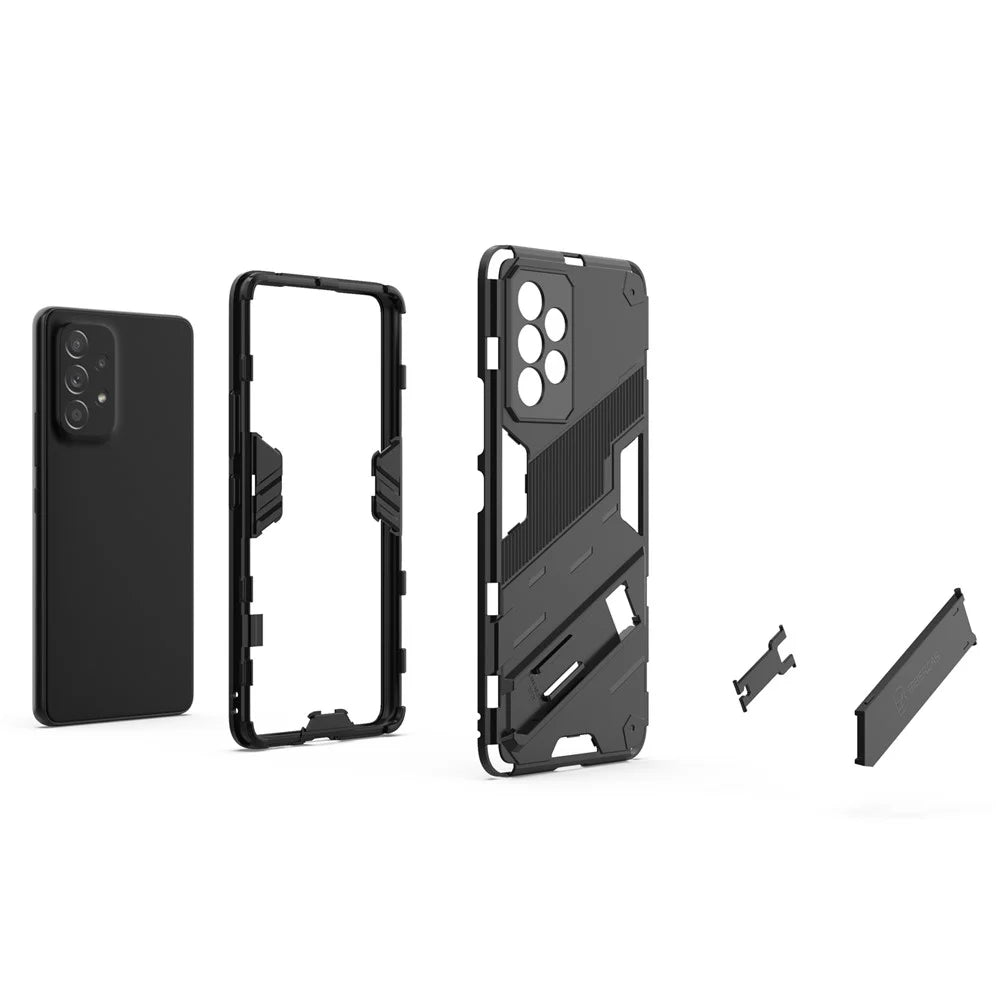 Well-protected Anti-drop Hands-free Kickstand Design TPU + PC Hybrid Phone Case Cover for Samsung Galaxy A53 5G - Black - 5