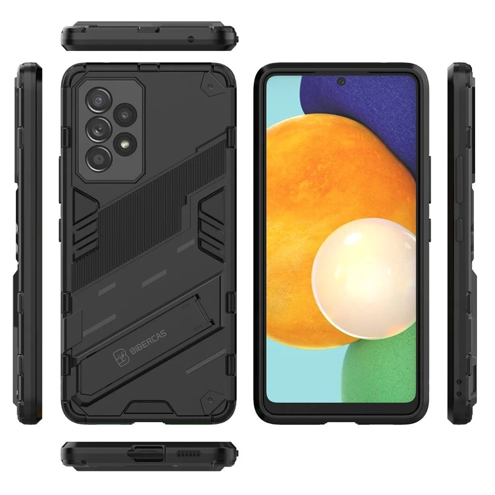 Well-protected Anti-drop Hands-free Kickstand Design TPU + PC Hybrid Phone Case Cover for Samsung Galaxy A53 5G - Black - 7