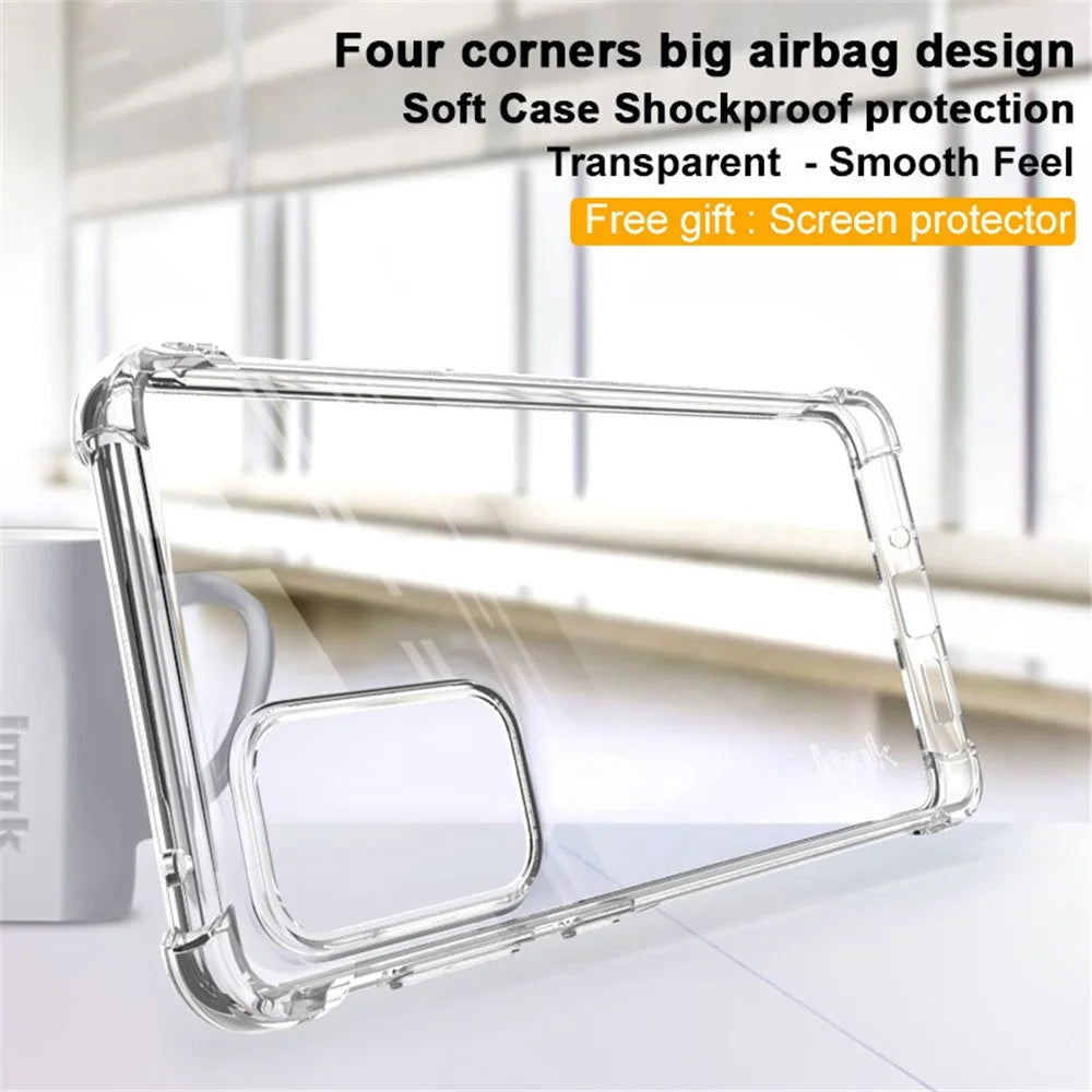 IMAK Soft TPU Flexible Full-Body Airbag Shockproof Case with Screen Protector for Samsung Galaxy A73 5G - Transparent - 2