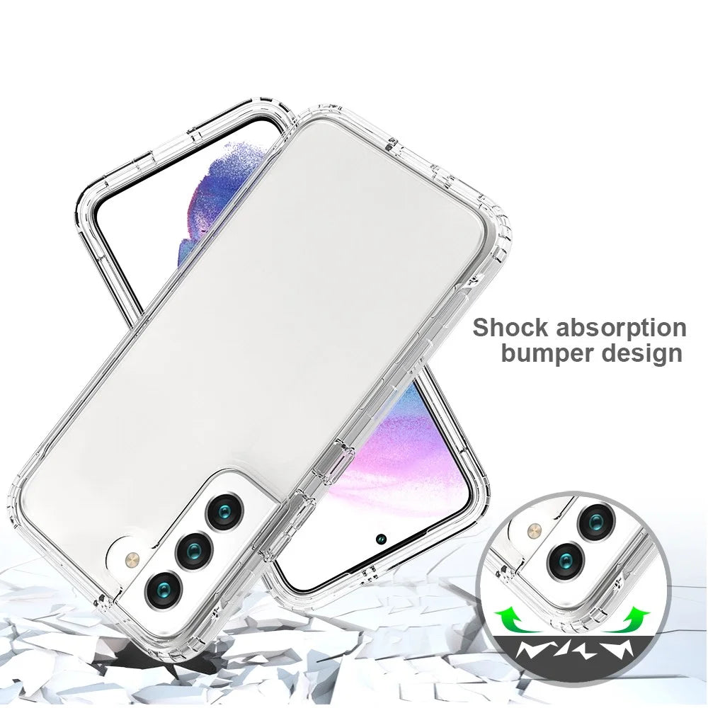 For Samsung Galaxy S22 5G Clear Gradient Color Mobile Phone Case Detachable 2-in-1 Design TPU + PC Phone Shell - Transparent - 2
