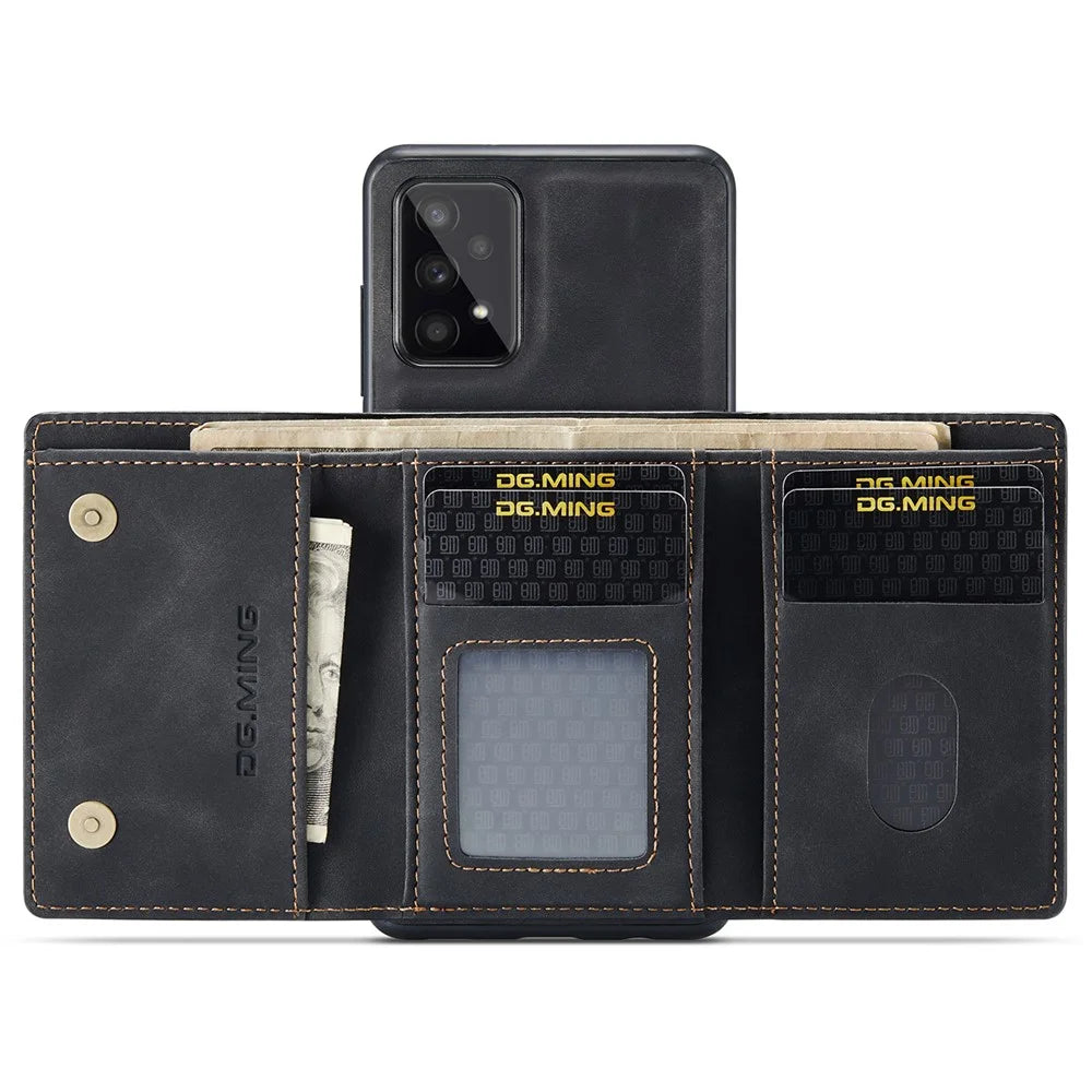 DG.MING M1 Series Scratch Resistant Phone Protector Detachable 2-in-1 Wallet Phone Case for Samsung Galaxy A53 5G - Black - 6