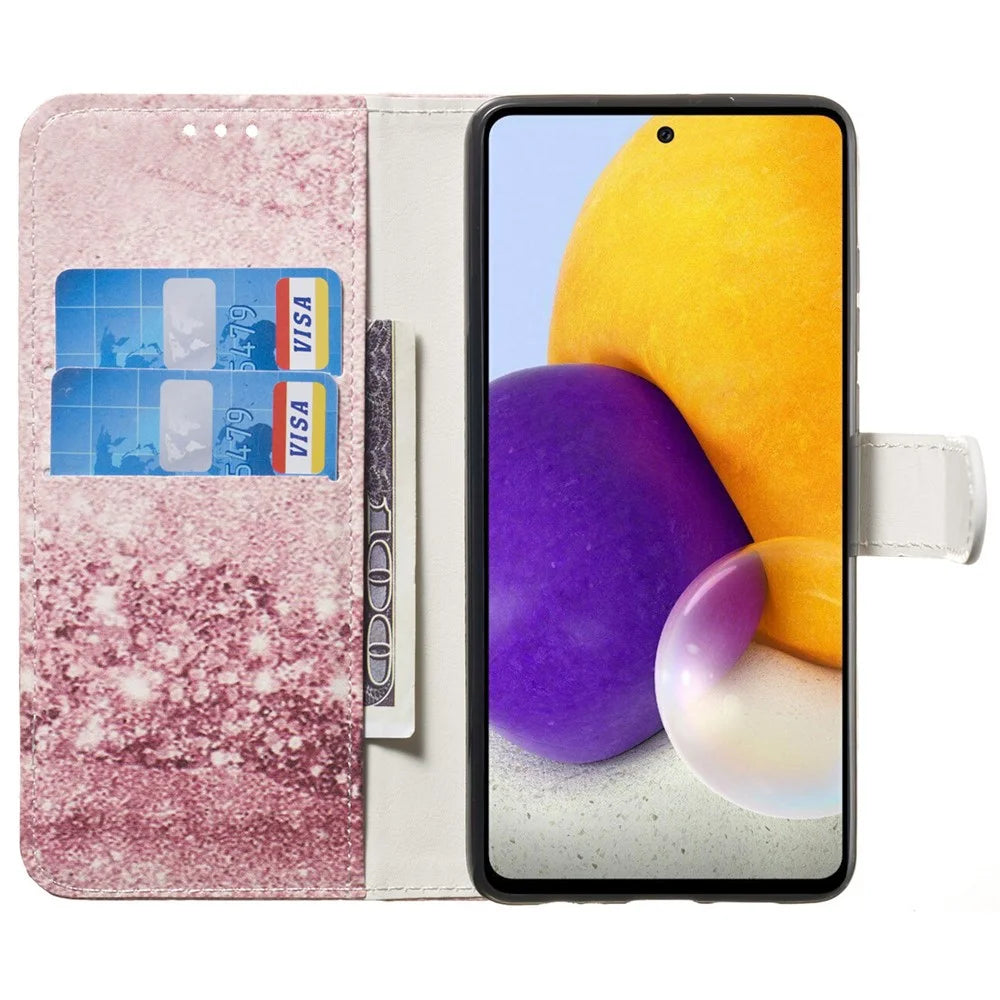 Pattern Printing Wallet Stand PU Leather + TPU Well-protected Phone Case Cover for Samsung Galaxy A53 5G - Rose Gold - 4