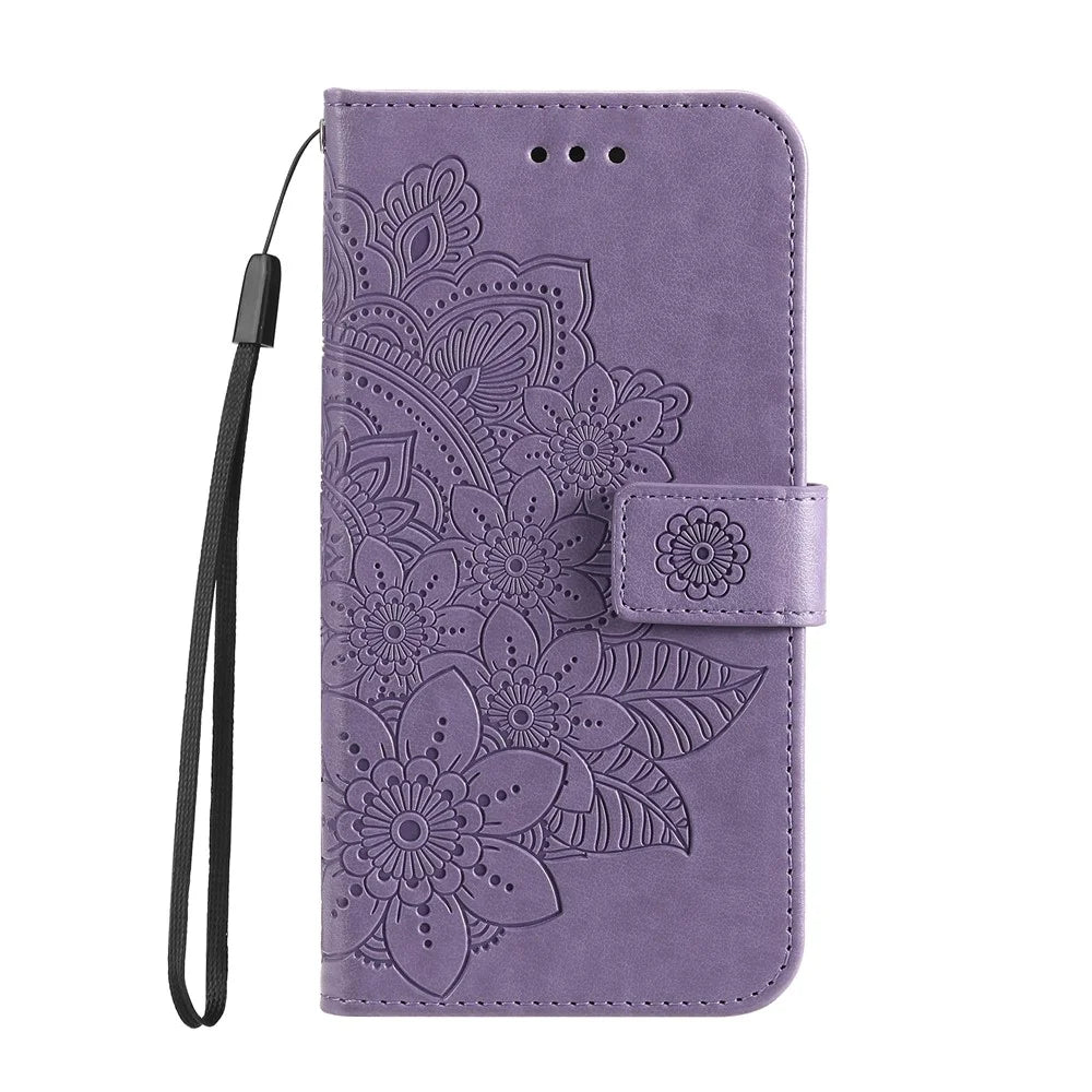 Mandala Flower Imprinted Anti-drop Shockproof Wallet Stand Leather Phone Case for Samsung Galaxy A03 Core - Purple - 2