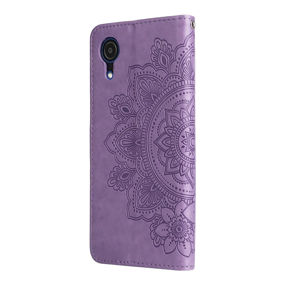 Mandala Flower Imprinted Anti-drop Shockproof Wallet Stand Leather Phone Case for Samsung Galaxy A03 Core - Purple - 4