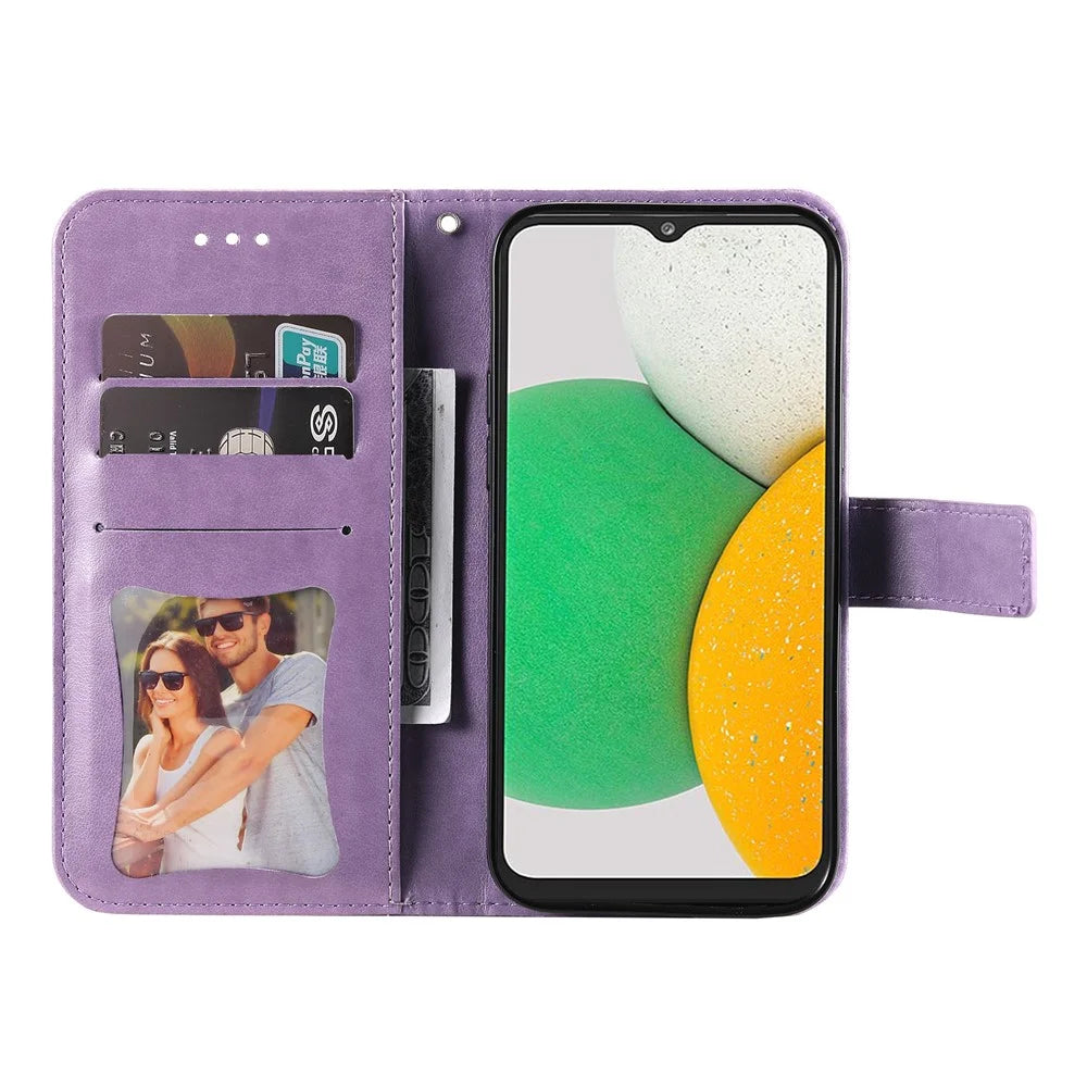 Mandala Flower Imprinted Anti-drop Shockproof Wallet Stand Leather Phone Case for Samsung Galaxy A03 Core - Purple - 5