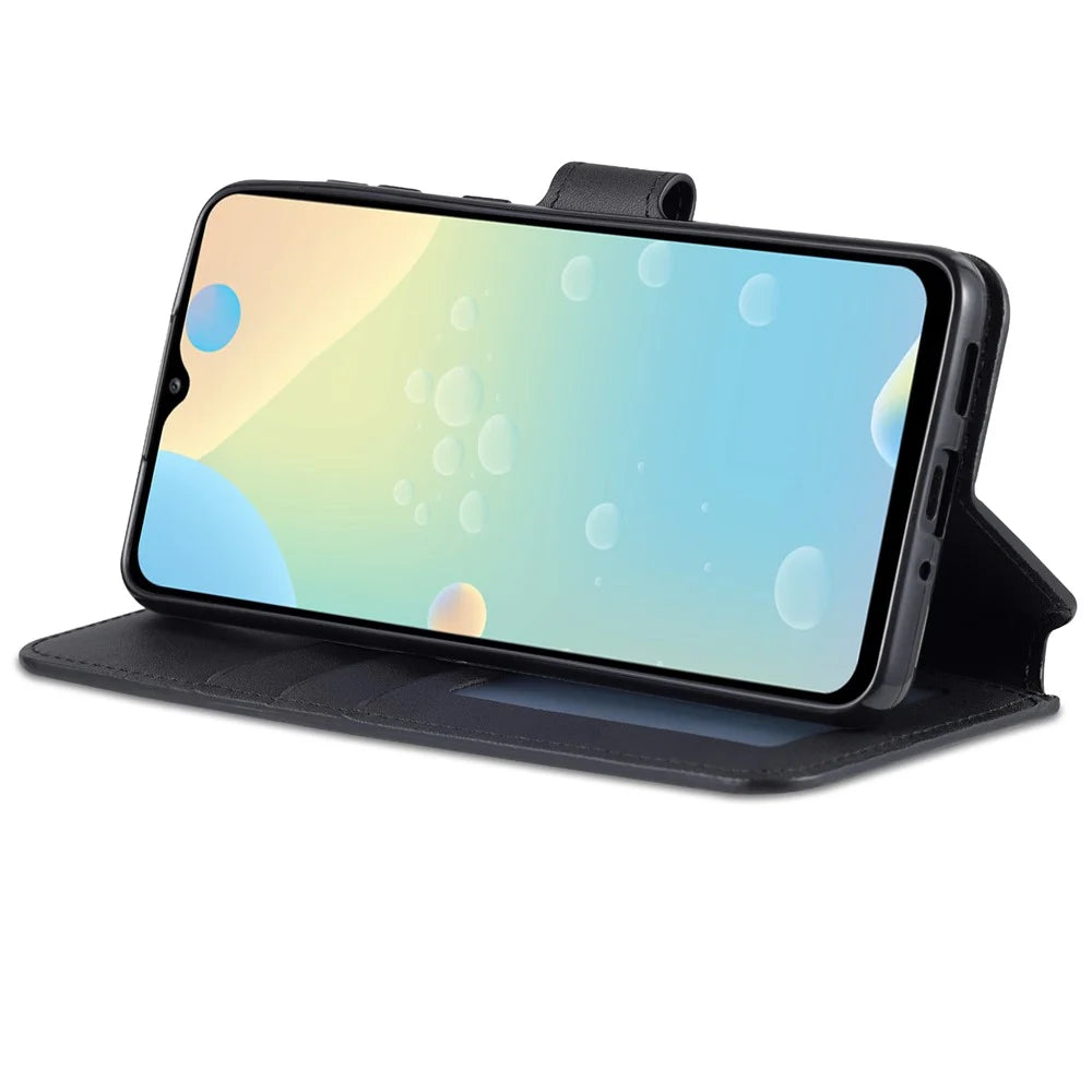 AZNS Drop Resistant PU Leather Case Magnetic Clasp Wallet Phone Cover with Foldable Stand for Samsung Galaxy A33 5G - Black - 4