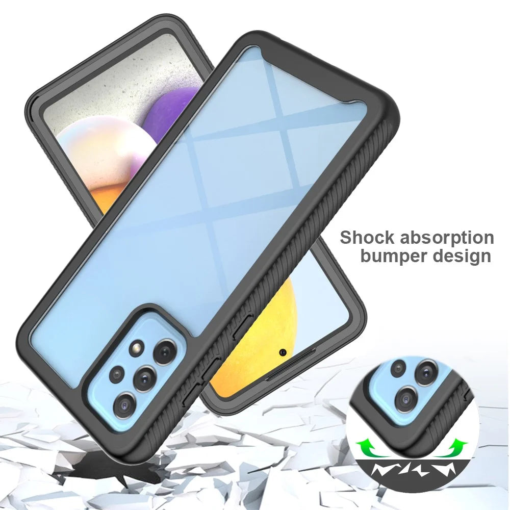 For Samsung Galaxy A32 4G (EU Version) PC + TPU + PET Screen Protector Phone Case Full Protection Cover - Black - 5
