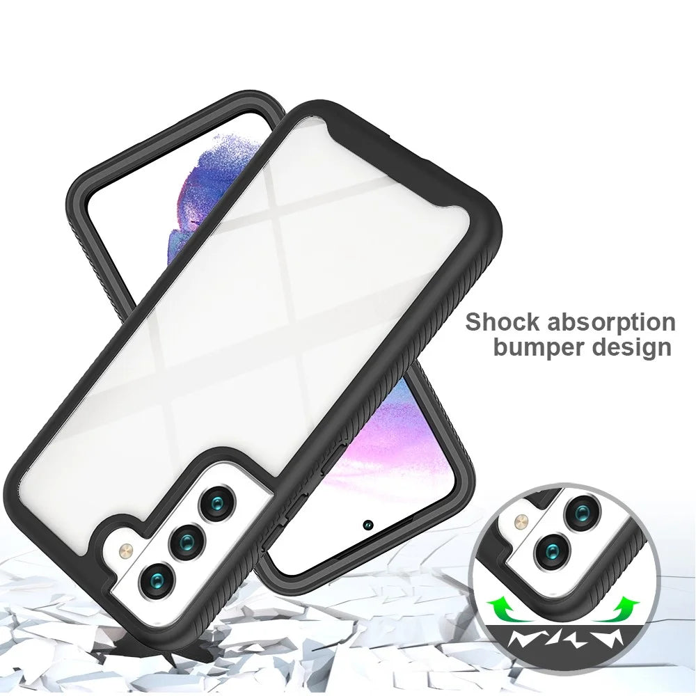 For Samsung Galaxy S22 5G 360 Degree Full Cover Phone Case PC + TPU + PET Screen Protector Hybrid Cover - Black - 3