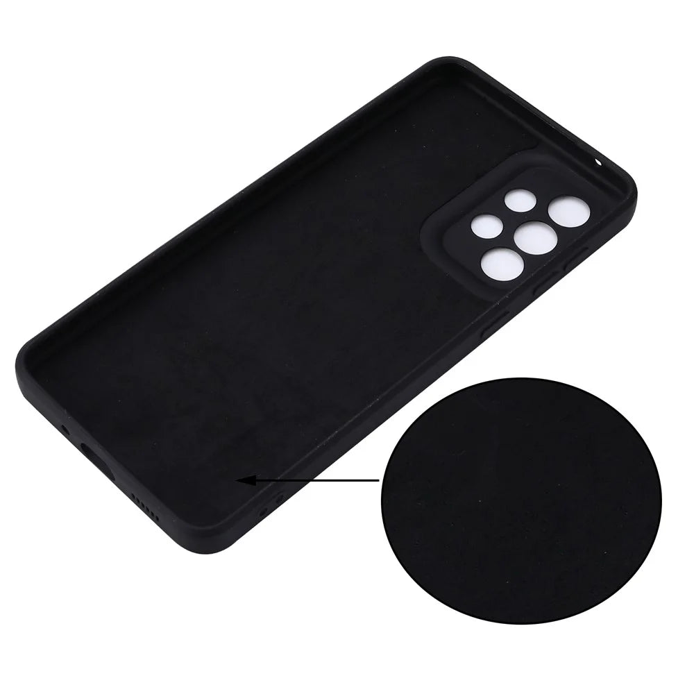 Liquid Silicone Phone Case for Samsung Galaxy A33 5G, Drop Protection Microfiber Lining Cushion Anti-Scratch Cover with Strap - Black - 3