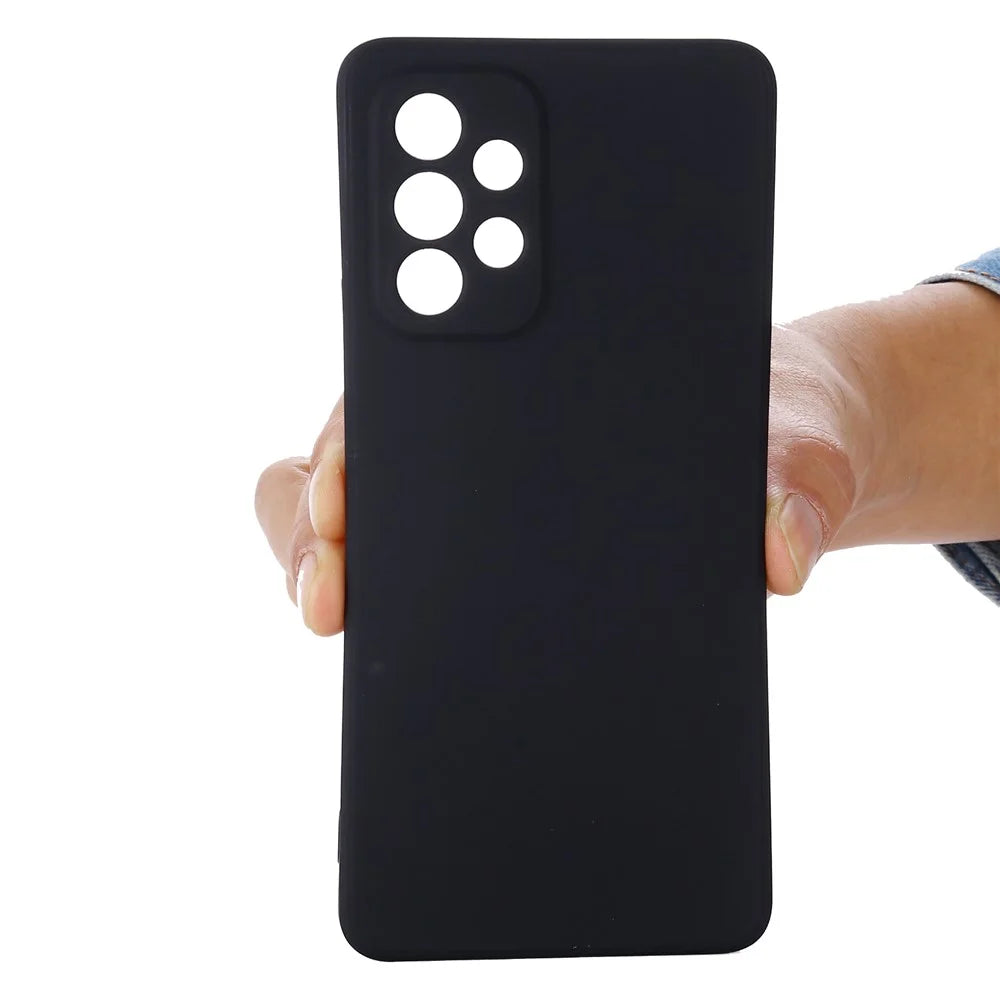 Liquid Silicone Phone Case for Samsung Galaxy A33 5G, Drop Protection Microfiber Lining Cushion Anti-Scratch Cover with Strap - Black - 5