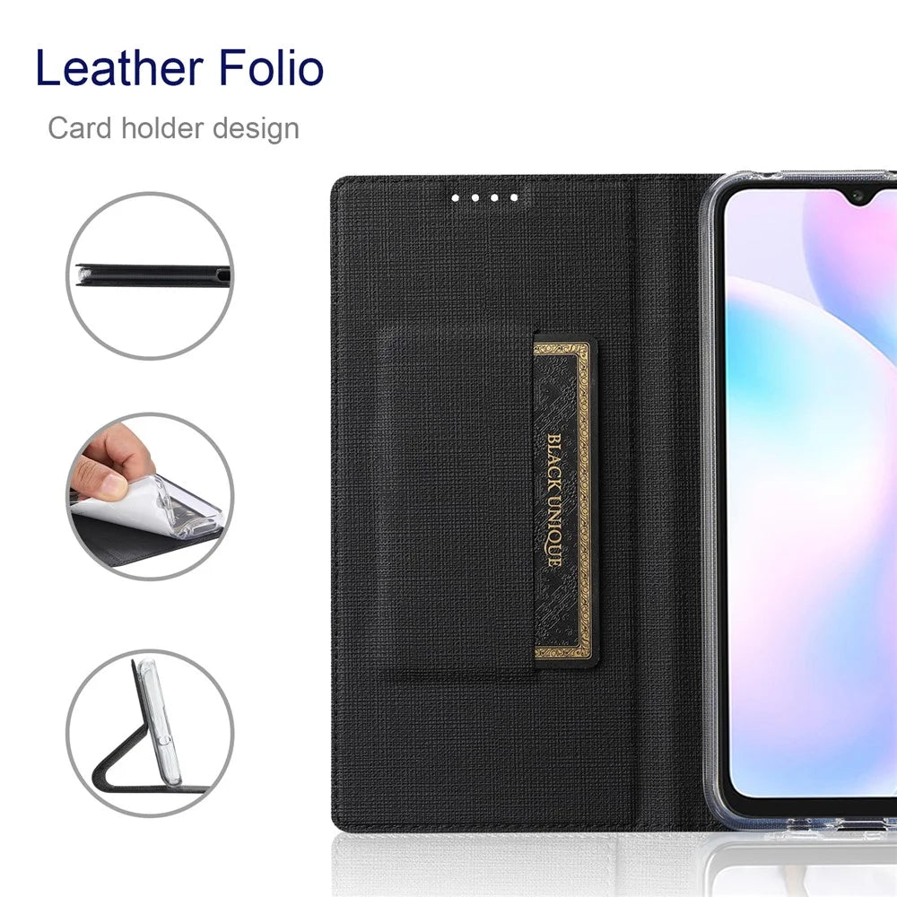 VILI DMX Series Card Holder Leather Case for Samsung Galaxy A73 5G Folio Flip Phone Cover with Stand - Black - 5