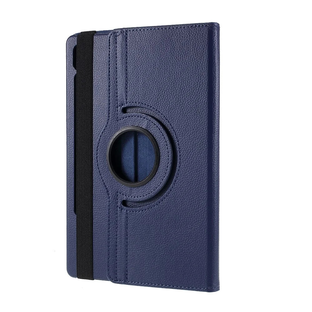 For Samsung Galaxy Tab S10 FE / S9 FE / S9 / S8 / S7 Tablet Case Rotary Stand PU Leather Cover with Elastic Band - Dark Blue - 3