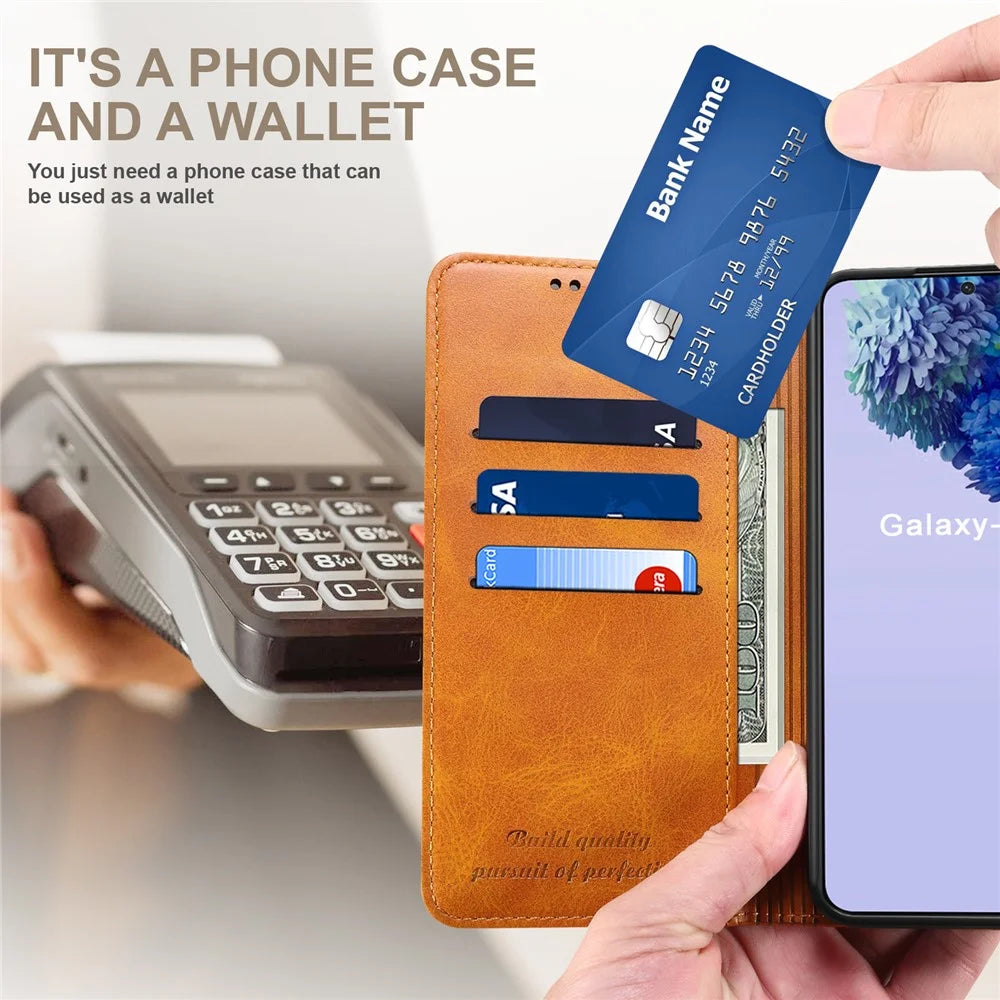 SUTENI for Samsung Galaxy S22 5G Auto-absorbed Magnetic Drop-proof Stand Wallet Leather Case Phone Cover - Khaki - 5