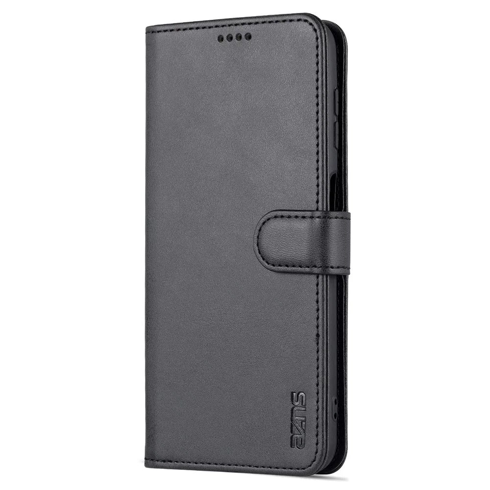 AZNS Magnetic Clasp PU Leather Case for Samsung Galaxy A13 4G, Wallet Stand Phone Cover - Black - 2
