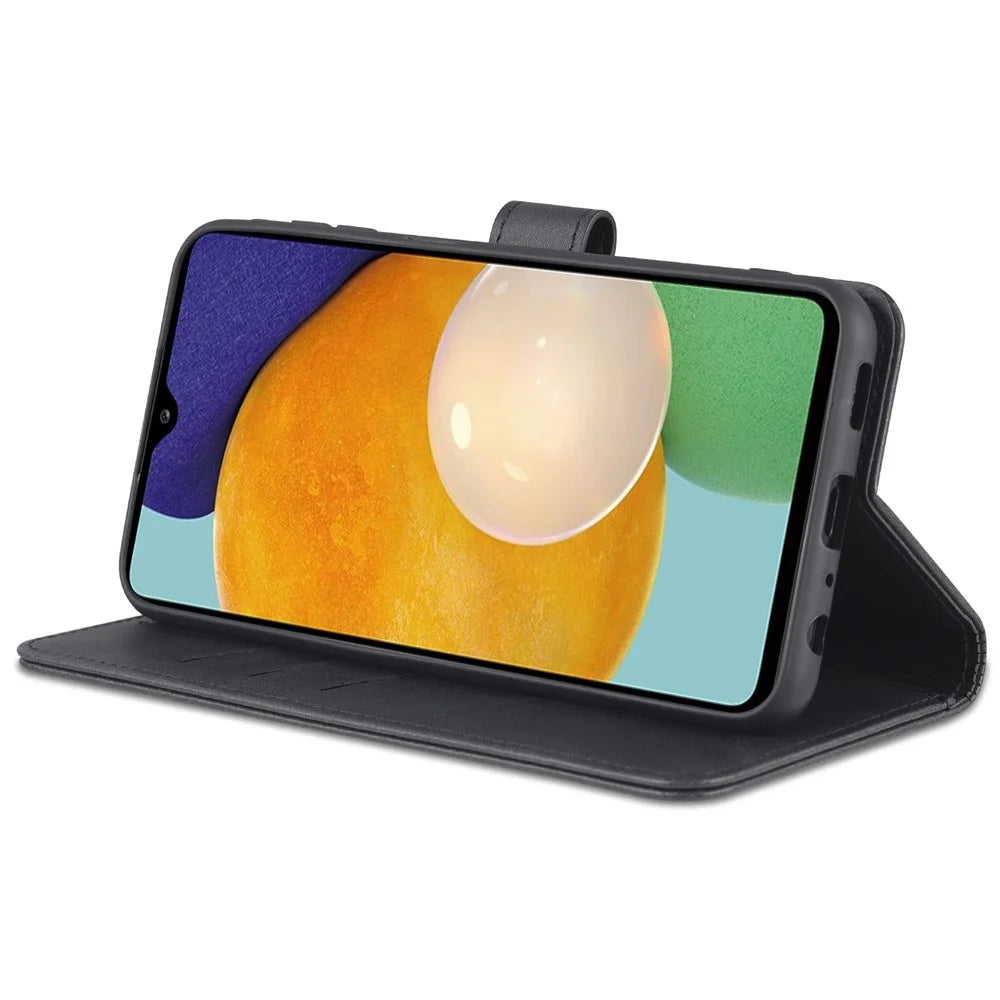 AZNS Magnetic Clasp PU Leather Case for Samsung Galaxy A13 4G, Wallet Stand Phone Cover - Black - 5