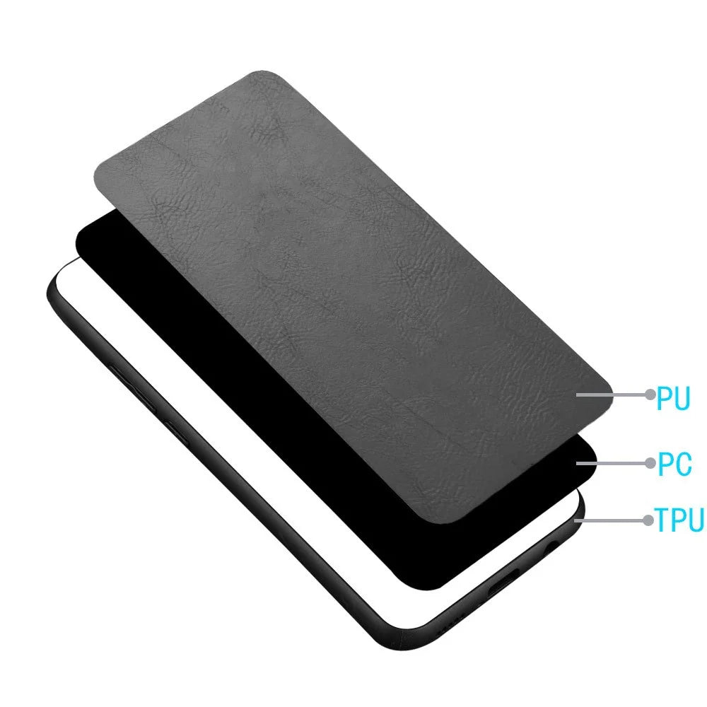For Samsung Galaxy S22+ 5G Stitching Phone Case PU Leather Coated Hard PC + Soft TPU Non-Slip Grip Protective Cover - Black - 5