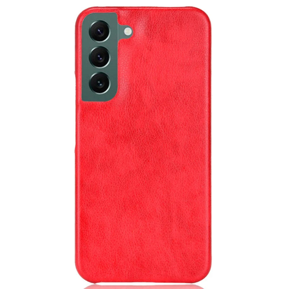 For Samsung Galaxy S22 5G PU Leather Coating Litchi Texture Anti-fall Hard PC Phone Case - Red - 2
