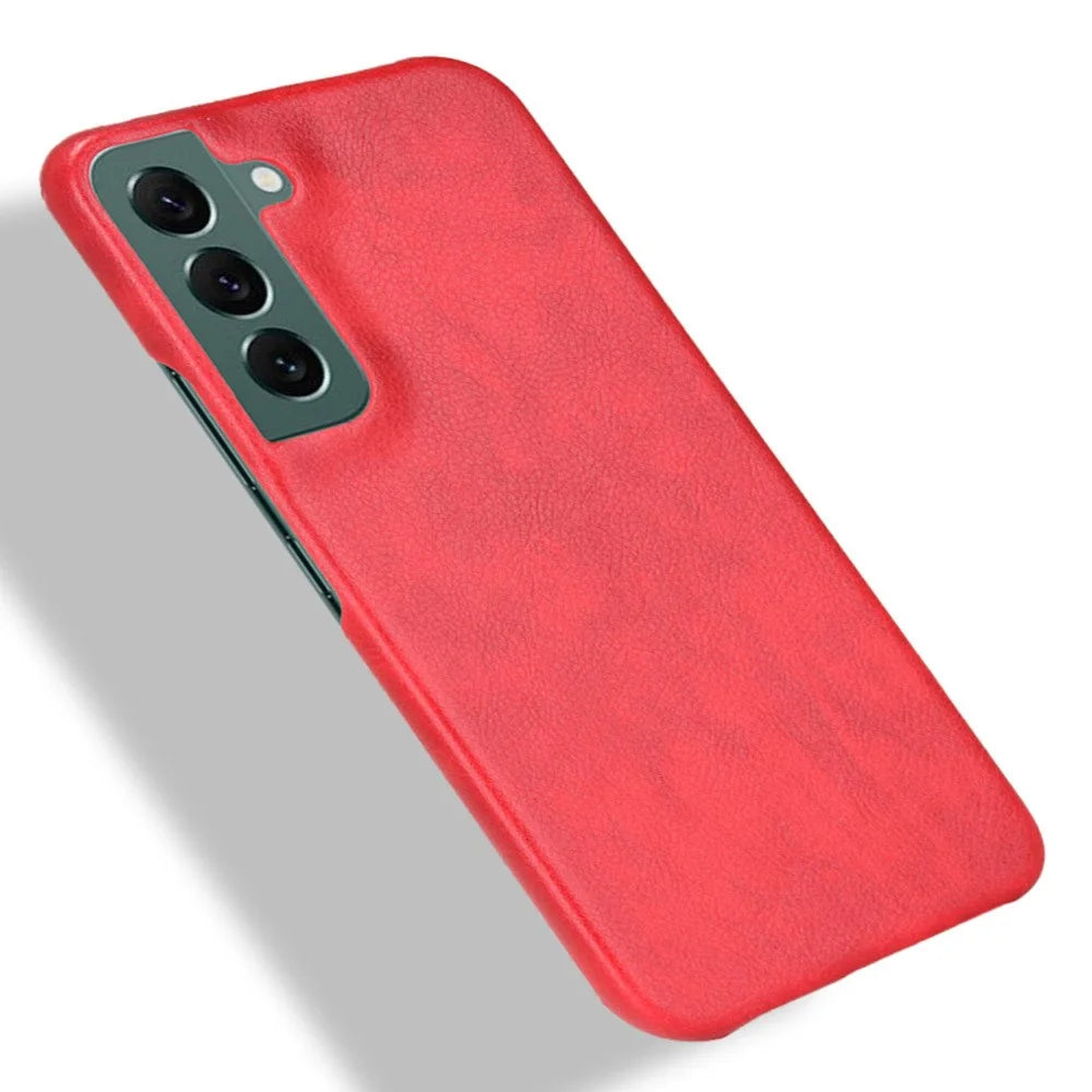 For Samsung Galaxy S22 5G PU Leather Coating Litchi Texture Anti-fall Hard PC Phone Case - Red - 4