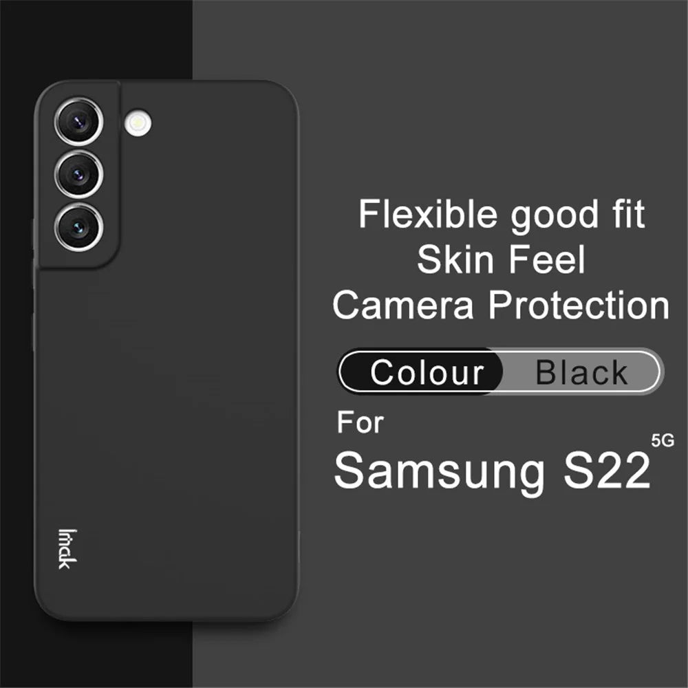 IMAK UC-2 Series Skin-feel Soft TPU Case for Samsung Galaxy S22 5G, Anti-scratch Slim Phone Cover - Black - 2