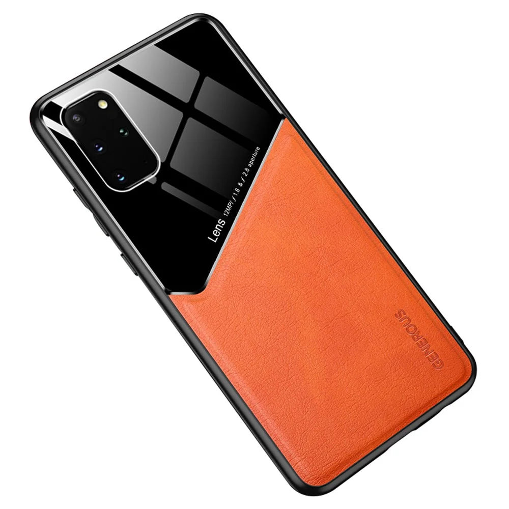 For Samsung Galaxy S20 Plus 4G/5G Shockproof Phone Case with Magnetic Metal Sheet Anti-Fall TPU Frame Phone Protective Cover - Orange - 1