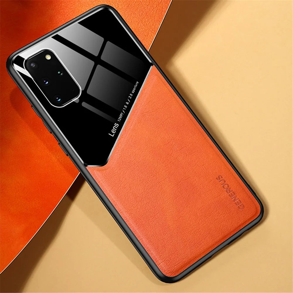 For Samsung Galaxy S20 Plus 4G/5G Shockproof Phone Case with Magnetic Metal Sheet Anti-Fall TPU Frame Phone Protective Cover - Orange - 2