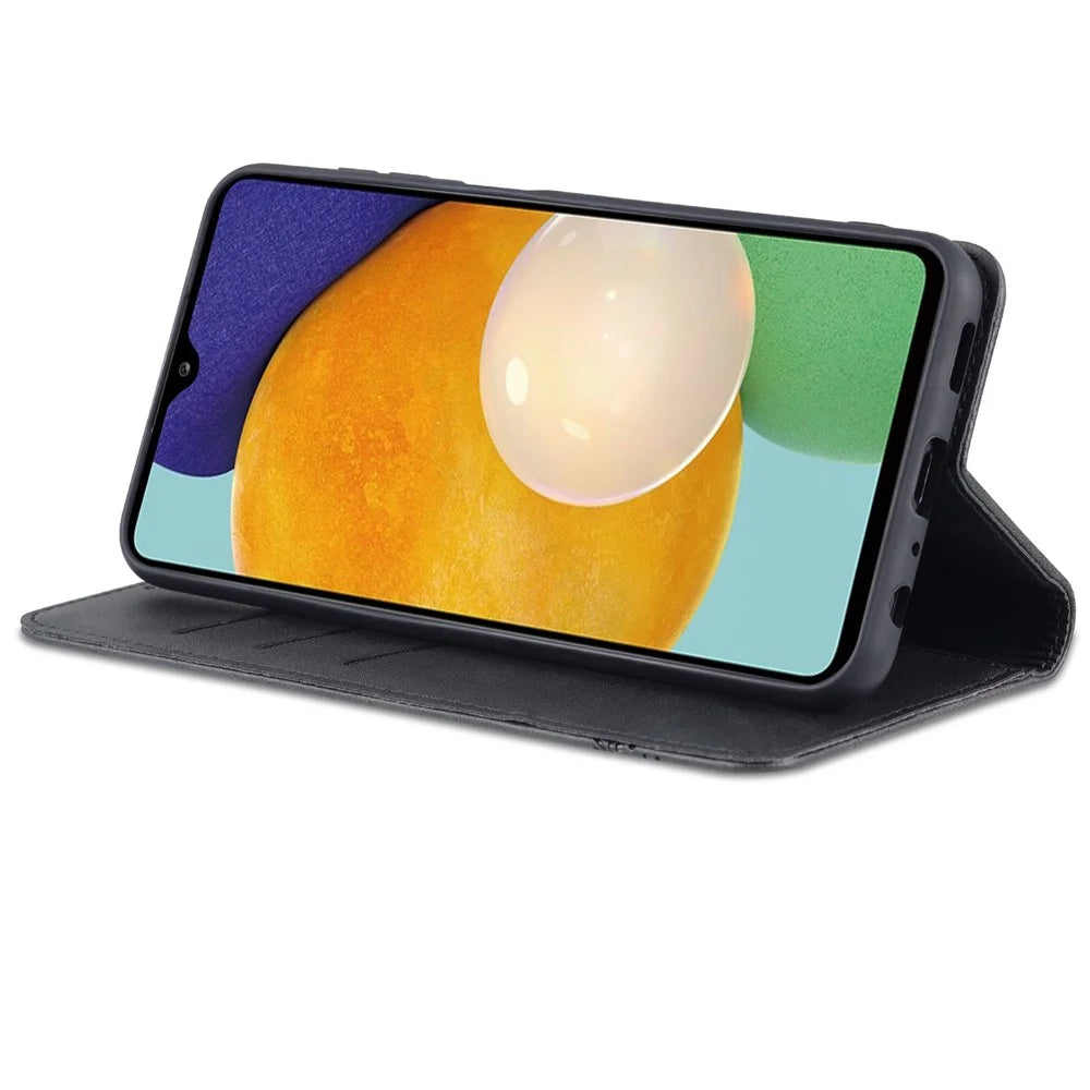 AZNS For Samsung Galaxy A13 4G Magnetic Absorption Textured PU Leather Wallet Flip Case Folding Stand Protective Cover - Black - 5